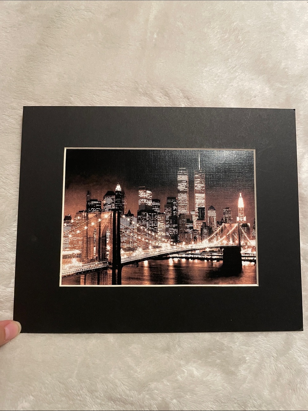 Black Picture Frame with Sepia Cityscape Mat of New York